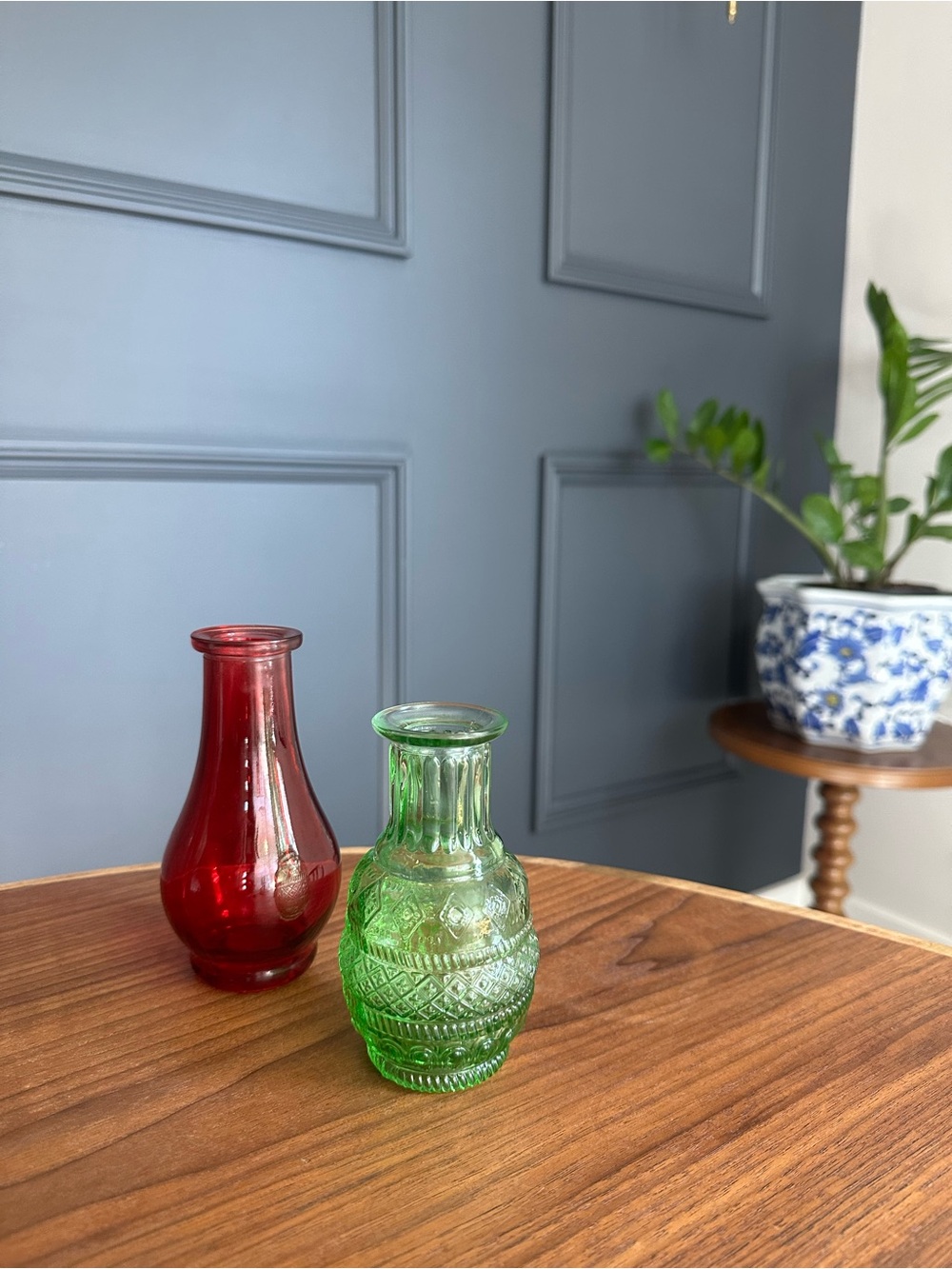 Vintage Green and Red Decorative Glass Vases - Home Accents